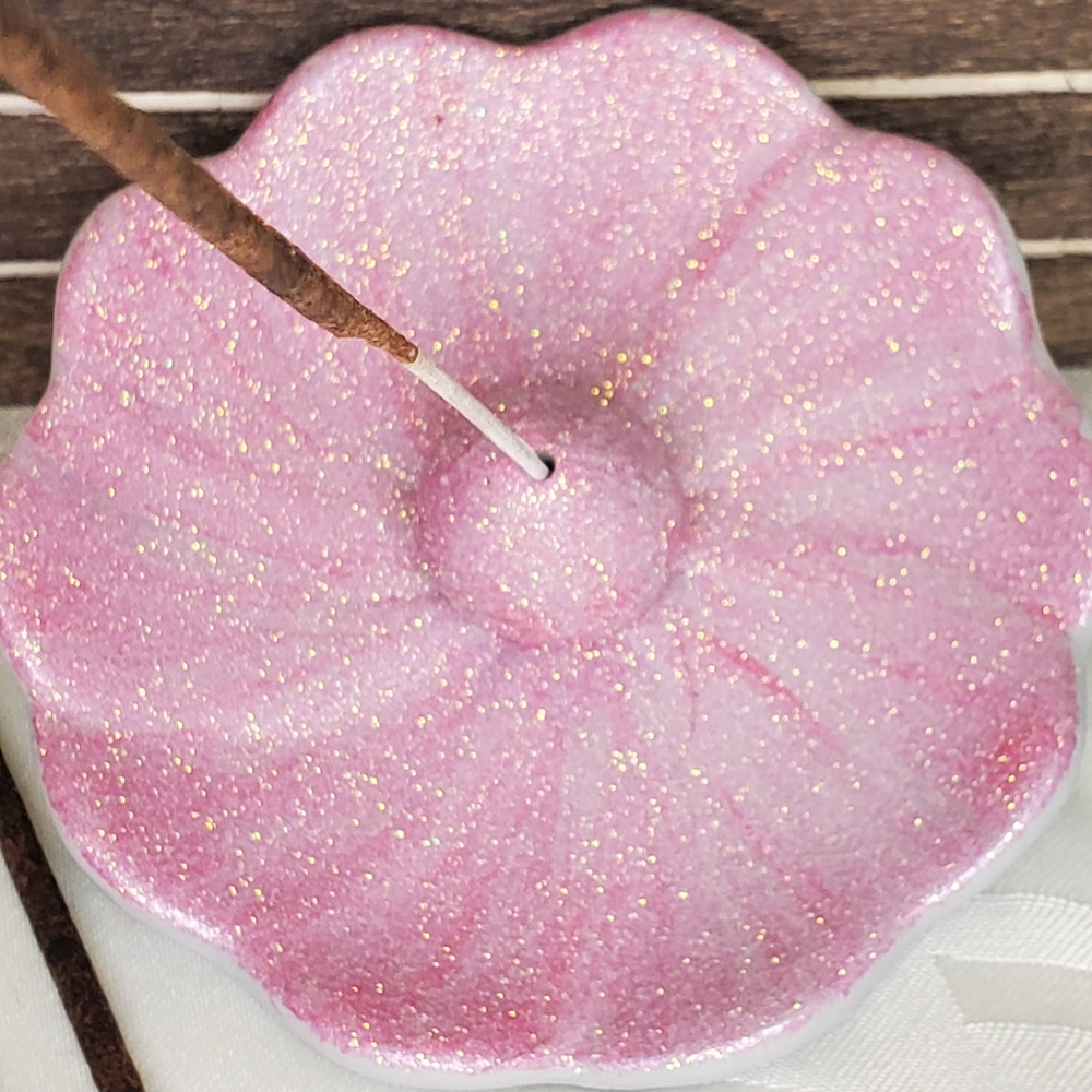 Lotus Pink Glitter Incense Holder